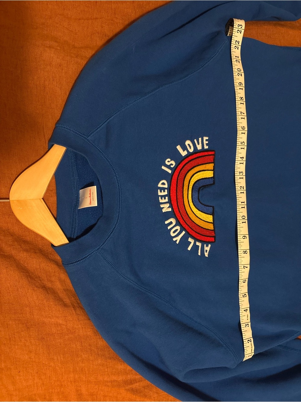 Hanna Andersson Navy Blue Sweatshirt with Multicolor Rainbow Detail SZ Large 🌈💕 - Picture 4 of 8